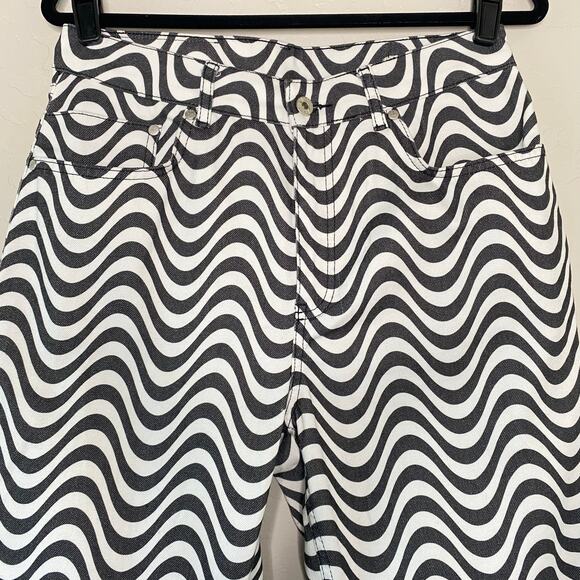 The Ragged Priest White Charcoal Wave Print 100% Cotton Dad Jeans 30 - Picture 2 of 13